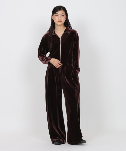 Les Fleurs】ベロアジャンプスーツ/616799（つなぎ/オールインワン