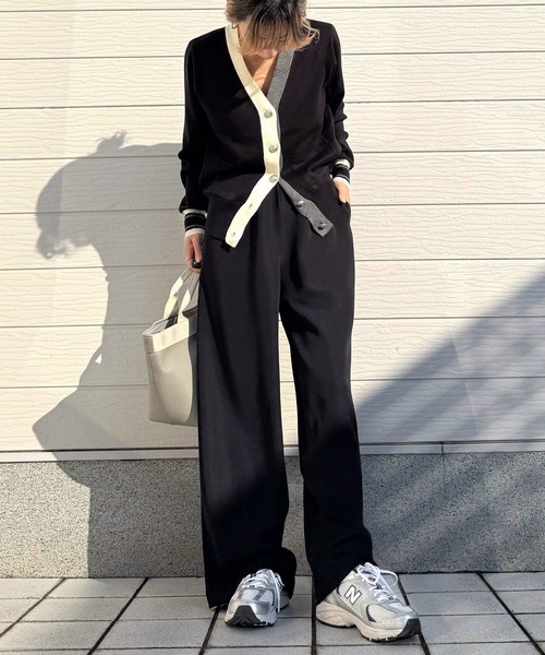 Q（キュー）の「ウエストギャザーワイドパンツ（その他パンツ・レディース・ブラック/ベージュ/アイボリー・MEDIUM）」の12枚目の写真