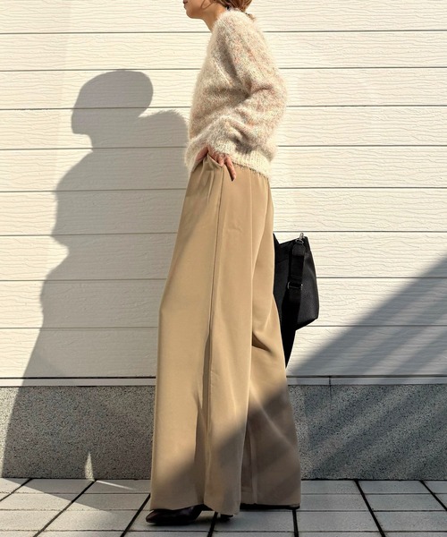 Q（キュー）の「ウエストギャザーワイドパンツ（その他パンツ・レディース・ブラック/ベージュ/アイボリー・MEDIUM）」の8枚目の写真