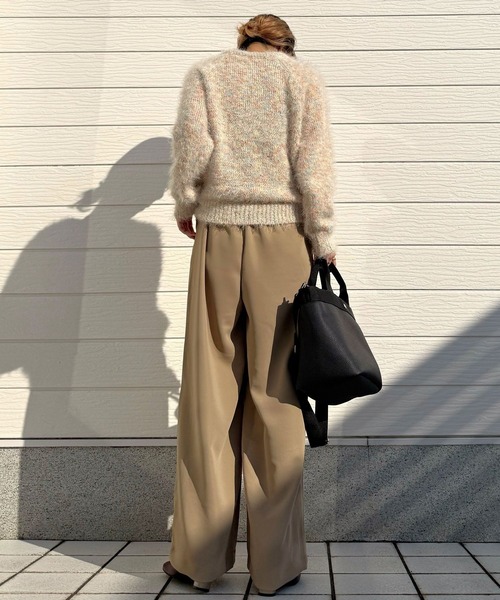 Q（キュー）の「ウエストギャザーワイドパンツ（その他パンツ・レディース・ブラック/ベージュ/アイボリー・MEDIUM）」の9枚目の写真