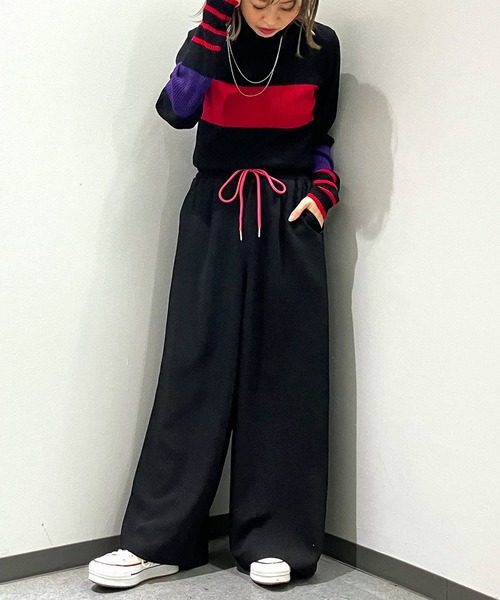 Q（キュー）の「ウエストギャザーワイドパンツ（その他パンツ・レディース・ブラック/ベージュ/アイボリー・MEDIUM）」の10枚目の写真