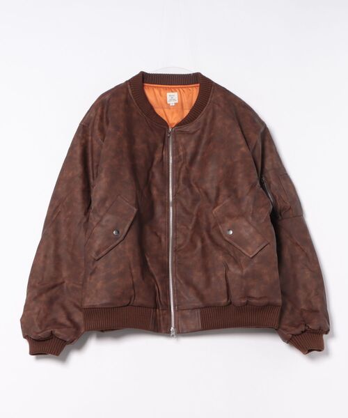 Revo.(レボ)の「Revo. ウォッシャブル シンセティックレザー パデッド MA-1 ブルゾン 中綿ジャケット(ブルゾン・メンズ・ブラウン/ブラック/アイボリー・2)」の16枚目の写真