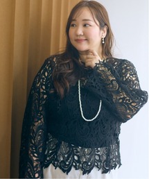 SMILE LAND | ＜大きいサイズ＞【らめちゃんコラボ】3way リーフモチーフトップス JERRYSELECT(シャツ/ブラウス)