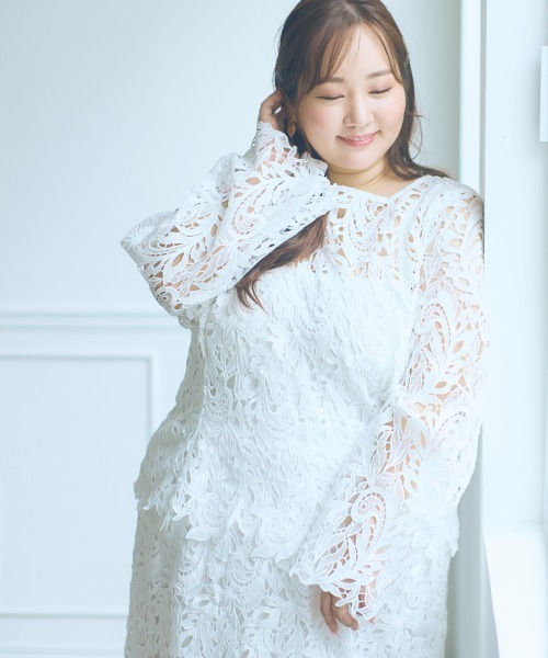 SMILE LAND（スマイルランド）の「＜大きいサイズ＞【らめちゃんコラボ】3way リーフモチーフトップス JERRYSELECT（シャツ/ブラウス・レディース・ホワイト/ブラック・L/LL/3L/4L/5L）」の22枚目の写真