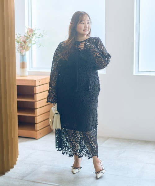 SMILE LAND（スマイルランド）の「＜大きいサイズ＞【らめちゃんコラボ】3way リーフモチーフトップス JERRYSELECT（シャツ/ブラウス・レディース・ホワイト/ブラック・L/LL/3L/4L/5L）」の9枚目の写真