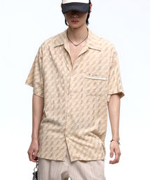 RIVET GEOMERTIC HALF SHIRT - BEIGE