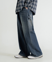 LEMAIN SECOND（リメインセカンド）の「Vintage Washed Wide Carpenter Denim Banding Pants [Yellow Washing]（デニムパンツ）」