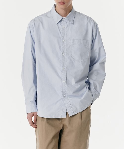 MUSINSA STANDARD（ムシンサスタンダード）の「リラックスドウォッシュドポプリンシャツ[スカイブルー]（シャツ/ブラウス・メンズ・その他・SMALL/MEDIUM/LARGE/X-LARGE/XX-LARGE）」の6枚目の写真