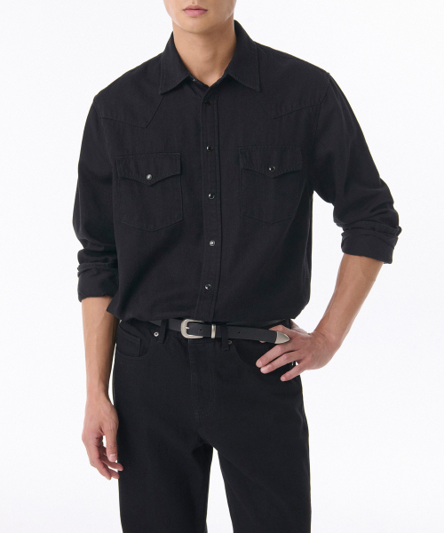 MUSINSA STANDARD（ムシンサスタンダード）の「デニムウエスタンシャツ[ブラック]（シャツ/ブラウス・メンズ・その他・SMALL/MEDIUM/LARGE/X-LARGE/XX-LARGE）」の2枚目の写真
