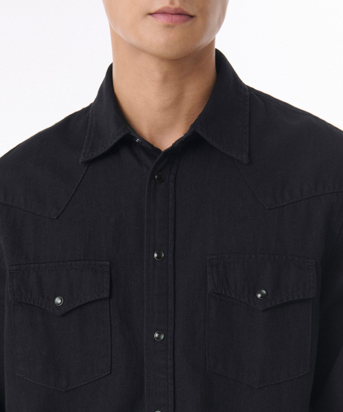 MUSINSA STANDARD（ムシンサスタンダード）の「デニムウエスタンシャツ[ブラック]（シャツ/ブラウス・メンズ・その他・SMALL/MEDIUM/LARGE/X-LARGE/XX-LARGE）」の4枚目の写真