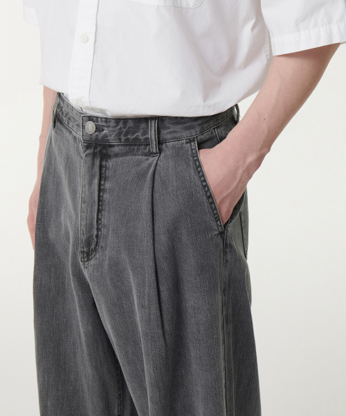 MUSINSA STANDARD（ムシンサスタンダード）の「リネンライクセミバルーンデニムパンツ[グレー]（デニムパンツ・メンズ・その他・31/33/26/27/28/29/38/42/36/34/32/30/40）」の5枚目の写真