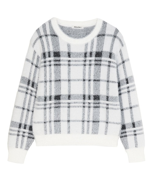 TOKYO SHIRTS（トウキョウシャツ）の「【Pitta Re:)】 フェザーチェック プルオーバー（ニット/セーター・レディース・ブラック/ホワイト・M/L）」の4枚目の写真