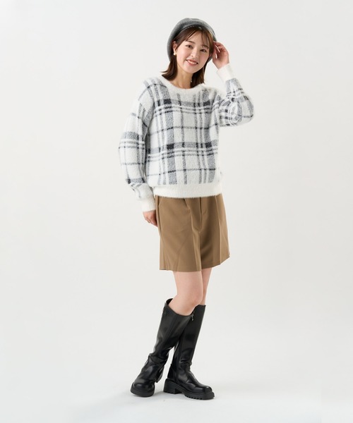 TOKYO SHIRTS（トウキョウシャツ）の「【Pitta Re:)】 フェザーチェック プルオーバー（ニット/セーター・レディース・ブラック/ホワイト・M/L）」の3枚目の写真