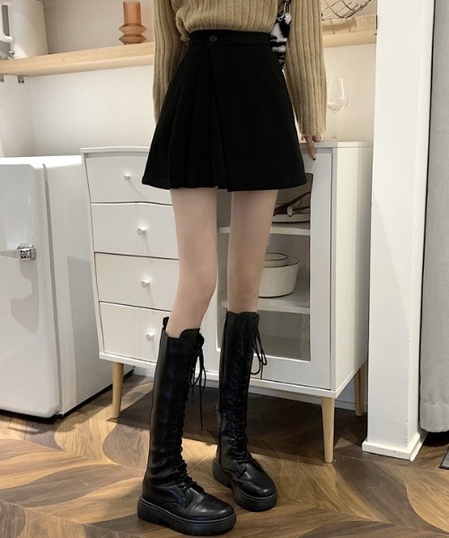 yuue' ( wear )（ユーイ）の「ラップデザインプリーツミニスカート インナーパンツ付き（スカート・レディース・ブラウン/ブラック・S/M/L）」の10枚目の写真