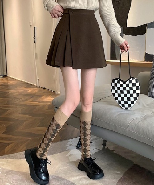 yuue' ( wear )（ユーイ）の「ラップデザインプリーツミニスカート インナーパンツ付き（スカート・レディース・ブラウン/ブラック・S/M/L）」の18枚目の写真
