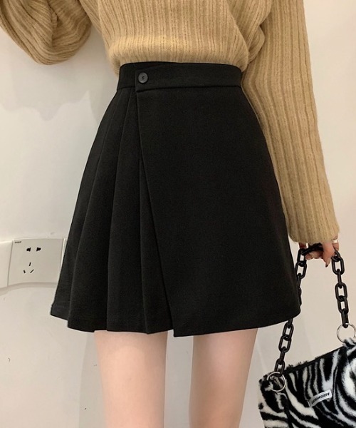 yuue' ( wear )（ユーイ）の「ラップデザインプリーツミニスカート インナーパンツ付き（スカート・レディース・ブラウン/ブラック・S/M/L）」の4枚目の写真
