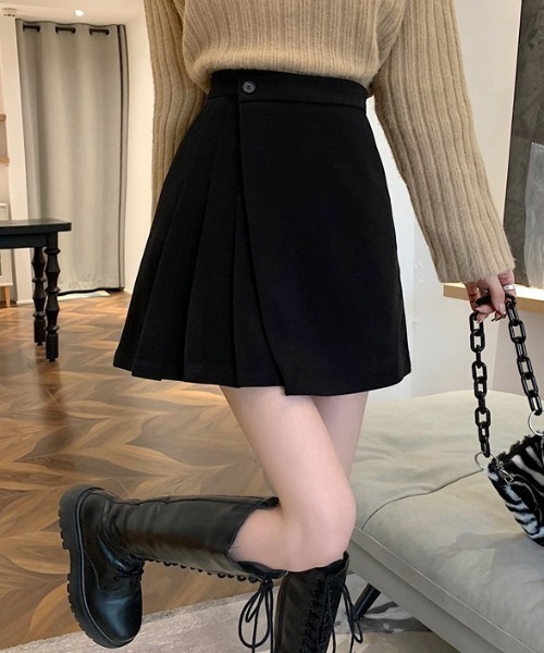 yuue' ( wear )（ユーイ）の「ラップデザインプリーツミニスカート インナーパンツ付き（スカート・レディース・ブラウン/ブラック・S/M/L）」の13枚目の写真