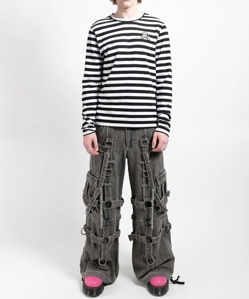 TRIPP nyc（トリップニューヨークシティ）の「【TRIPP nyc】HARNESS DARKSTREET PANT[JM7142M] / 【トリップ ニューヨーク 】ボンテージストラップハーネスワイドデニムパンツ（デニムパンツ・メンズ・チャコール・XS/XXS）」の2枚目の写真