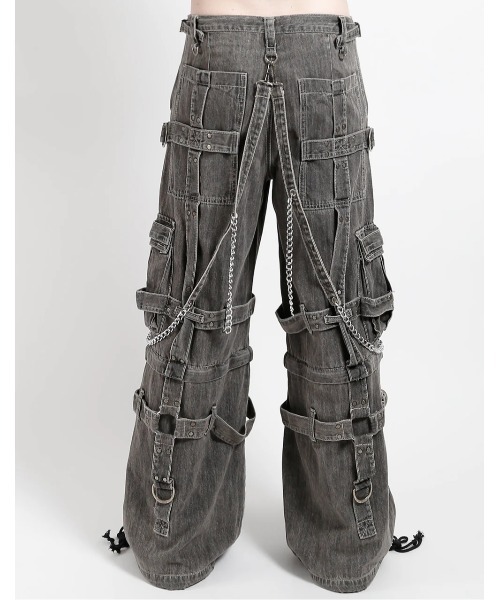 TRIPP nyc（トリップニューヨークシティ）の「【TRIPP nyc】HARNESS DARKSTREET PANT[JM7142M] / 【トリップ ニューヨーク 】ボンテージストラップハーネスワイドデニムパンツ（デニムパンツ・メンズ・チャコール・XS/XXS）」の3枚目の写真