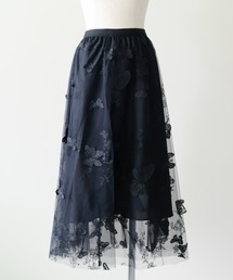 バタフライ刺繍チュールスカート