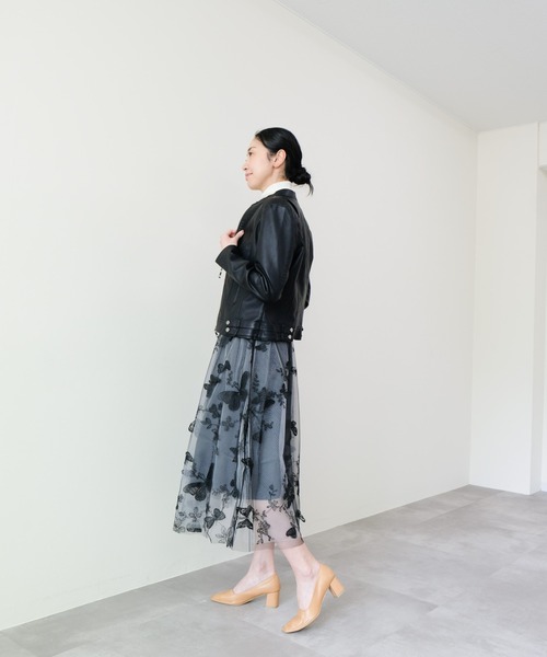 DOLLUPOOPS（ドールアップウップス）の「バタフライ刺繍チュールスカート（スカート・レディース・ベージュ系/グレー/ブラック・FREE）」の6枚目の写真