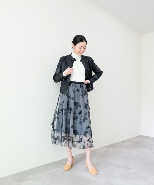 DOLLUPOOPS（ドールアップウップス）の「バタフライ刺繍チュールスカート（スカート・レディース・ベージュ系/グレー/ブラック・FREE）」の5枚目の写真