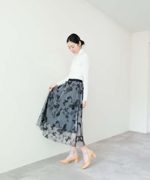 DOLLUPOOPS（ドールアップウップス）の「バタフライ刺繍チュールスカート（スカート・レディース・ベージュ系/グレー/ブラック・FREE）」の7枚目の写真