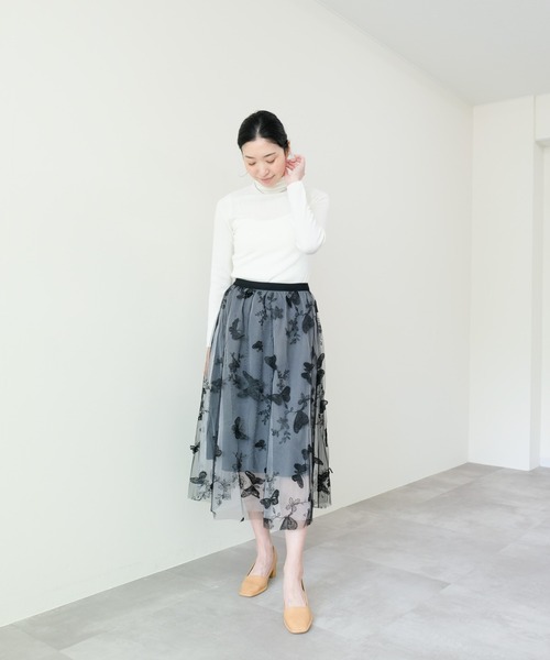 DOLLUPOOPS（ドールアップウップス）の「バタフライ刺繍チュールスカート（スカート・レディース・ベージュ系/グレー/ブラック・FREE）」の8枚目の写真