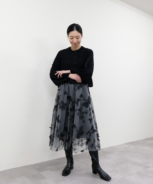 DOLLUPOOPS（ドールアップウップス）の「バタフライ刺繍チュールスカート（スカート・レディース・ベージュ系/グレー/ブラック・FREE）」の9枚目の写真