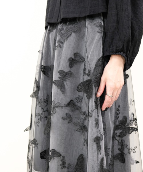 DOLLUPOOPS（ドールアップウップス）の「バタフライ刺繍チュールスカート（スカート・レディース・ベージュ系/グレー/ブラック・FREE）」の19枚目の写真