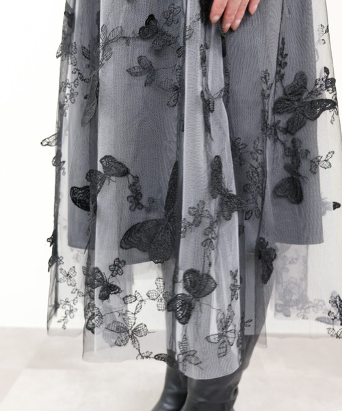 DOLLUPOOPS（ドールアップウップス）の「バタフライ刺繍チュールスカート（スカート・レディース・ベージュ系/グレー/ブラック・FREE）」の20枚目の写真