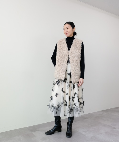 DOLLUPOOPS（ドールアップウップス）の「バタフライ刺繍チュールスカート（スカート・レディース・ベージュ系/グレー/ブラック・FREE）」の16枚目の写真