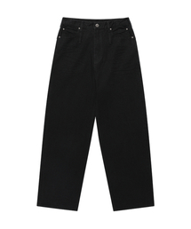 DOUBLE BELT LOOP WIDE DENIM PANTS BLACK