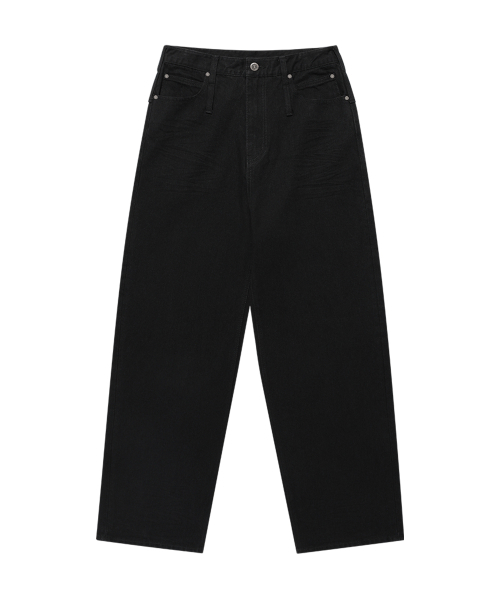 WESLEYHYUSTON(ウェズリーユーストン)の「DOUBLE BELT LOOP WIDE DENIM PANTS BLACK(デニムパンツ・メンズ・その他・SMALL/MEDIUM/LARGE/X-SMALL)」の1枚目の写真