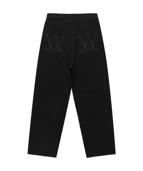 WESLEYHYUSTON(ウェズリーユーストン)の「DOUBLE BELT LOOP WIDE DENIM PANTS BLACK(デニムパンツ・メンズ・その他・SMALL/MEDIUM/LARGE/X-SMALL)」の2枚目の写真