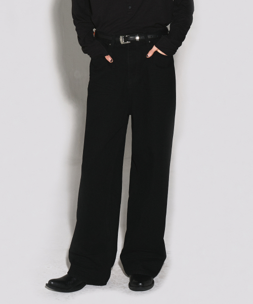 WESLEYHYUSTON(ウェズリーユーストン)の「DOUBLE BELT LOOP WIDE DENIM PANTS BLACK(デニムパンツ・メンズ・その他・SMALL/MEDIUM/LARGE/X-SMALL)」の3枚目の写真