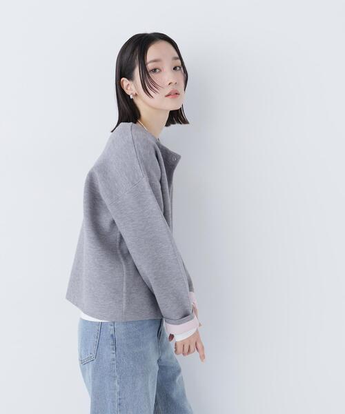 NATURAL BEAUTY BASIC（ナチュラルビューティーベーシック）の「◇バイカラー接結カーディガン（カーディガン/ボレロ・レディース・ベージュ系その他/パープル系その他/グレー系その他・FREE）」の7枚目の写真