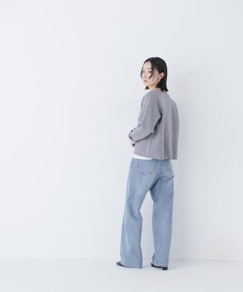 NATURAL BEAUTY BASIC（ナチュラルビューティーベーシック）の「◇バイカラー接結カーディガン（カーディガン/ボレロ・レディース・ベージュ系その他/パープル系その他/グレー系その他・FREE）」の8枚目の写真