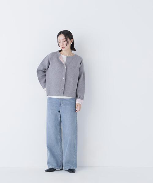 NATURAL BEAUTY BASIC（ナチュラルビューティーベーシック）の「◇バイカラー接結カーディガン（カーディガン/ボレロ・レディース・ベージュ系その他/パープル系その他/グレー系その他・FREE）」の10枚目の写真