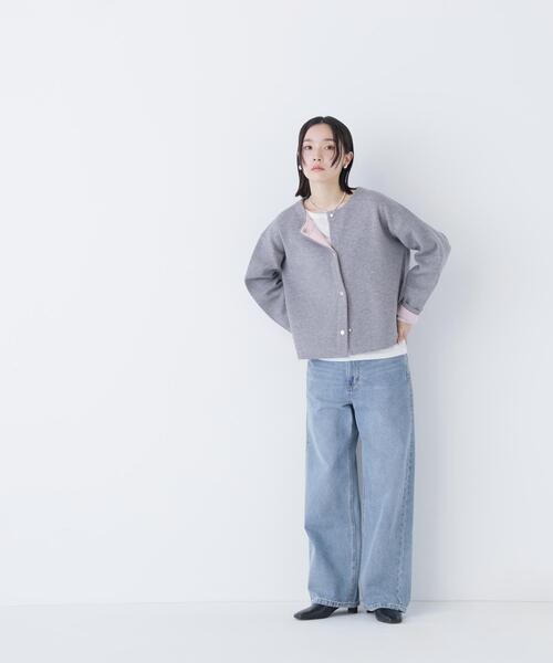 NATURAL BEAUTY BASIC（ナチュラルビューティーベーシック）の「◇バイカラー接結カーディガン（カーディガン/ボレロ・レディース・ベージュ系その他/パープル系その他/グレー系その他・FREE）」の12枚目の写真