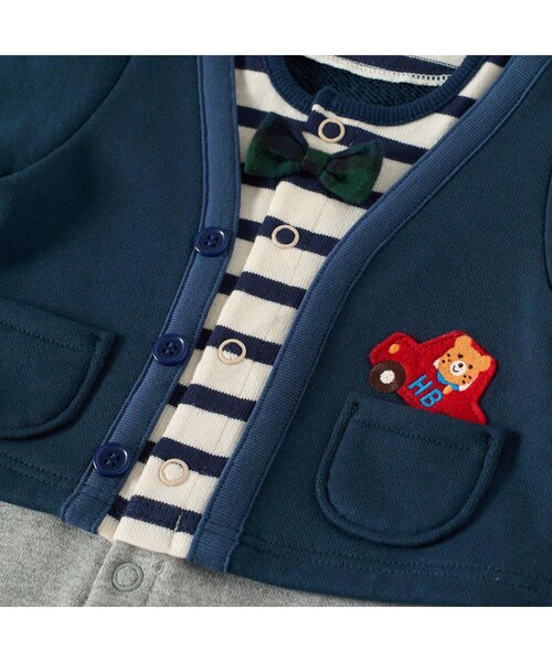 セール】カーディガン重ね着風 カバーオール（ロンパース）｜HOT