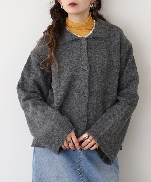 FUNALIVE(ファンアライブ)の「ケーブルニット襟付きカーディガン(カーディガン/ボレロ・レディース・アイボリー/チャコールグレー/ブラウン/レッド・M)」の10枚目の写真