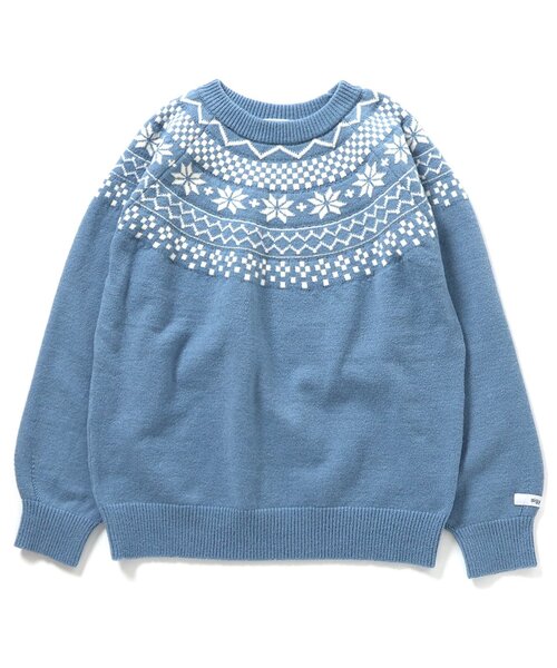 algy（アルジー）の「ノルディックニット（ニット/セーター・キッズ・オフホワイト/サックスブルー・MEDIUM/SMALL/X-SMALL/XX-SMALL）」の3枚目の写真