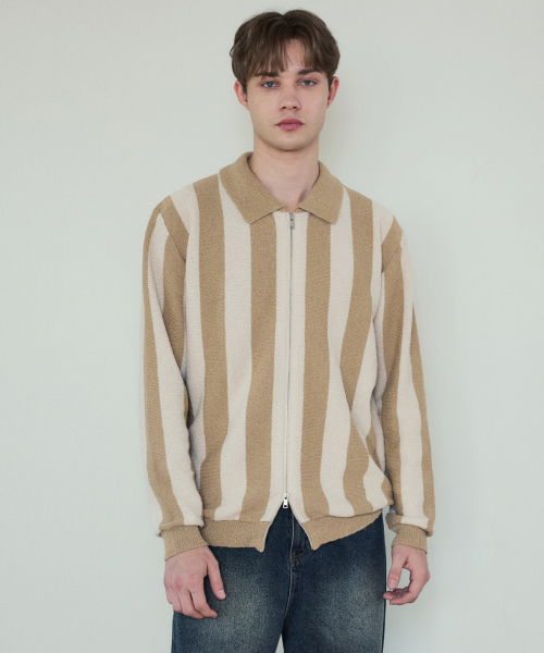 WEDNESDAY OASIS(ウェンズデーオアシス)の「オールウェイズノアツーウェイニットジップアップ_Beige(WC25-KN08)(カーディガン/ボレロ・メンズ・ベージュ・MEDIUM/LARGE)」の3枚目の写真