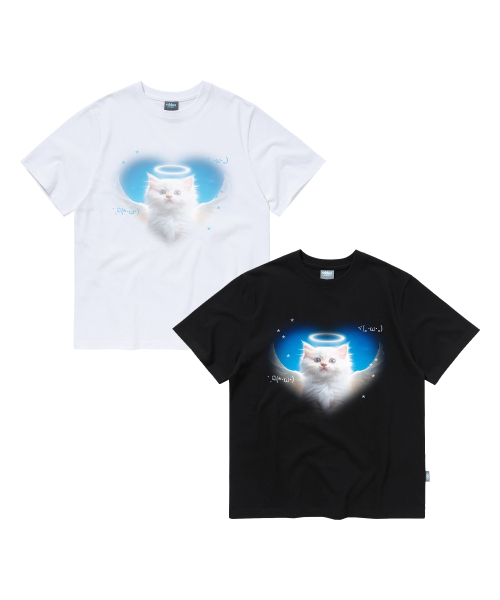 Video Jockey（ビデオジョッキー）の「天使猫Tシャツ[ブラック]（Tシャツ/カットソー・レディース・ブラック・MEDIUM）」の2枚目の写真