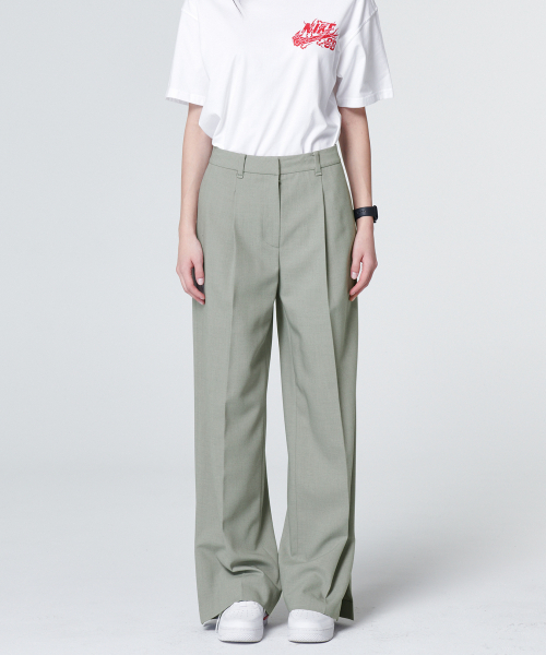 MALOUPE(マロップ)の「2119 ワンタックスリットワイドパンツ(カーキ)(スラックス・レディース・カーキ・28/30/26)」の7枚目の写真