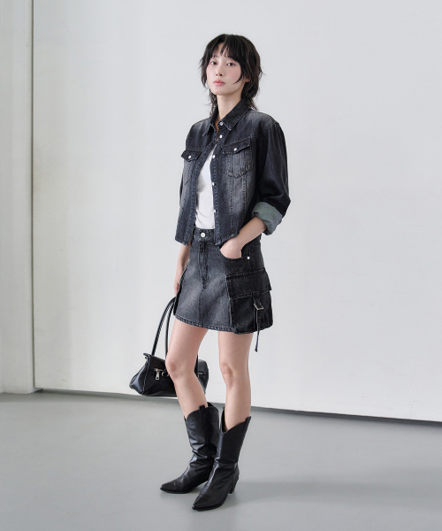 DECET WOMEN（デケット ウーマン）の「クロップドデニムシャツ DCWSH001BlackA（シャツ/ブラウス・レディース・その他・SMALL/MEDIUM）」の2枚目の写真