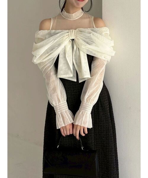 dazzlin（ダズリン）の「ビッグリボンドレス（ドレス・レディース・アイボリー/ブラック/グレー・MEDIUM/SMALL）」の18枚目の写真