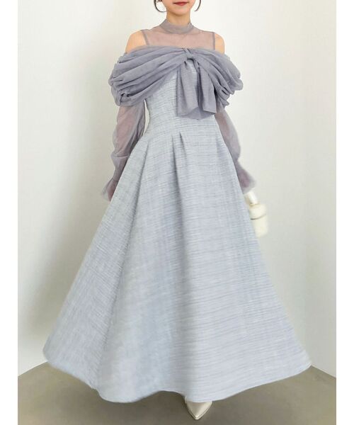 dazzlin(ダズリン)の「ビッグリボンドレス(ドレス・レディース・アイボリー/ブラック/グレー・MEDIUM/SMALL)」の4枚目の写真