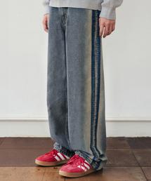 ウォッシュドラインデニムパンツ [WASHED BLUE]